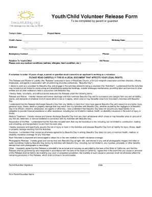 Youth Volunteer Release Form
