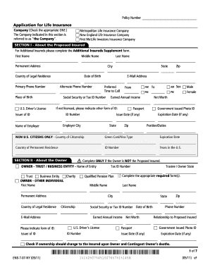 Application for Life Insurance