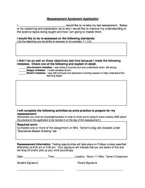 Student Reassessment Agreement Application