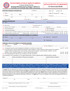 PRCUA Life Insurance Application