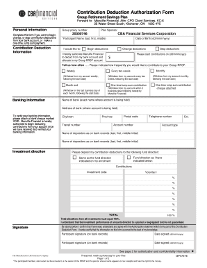 Contribution Deduction Authorization Form