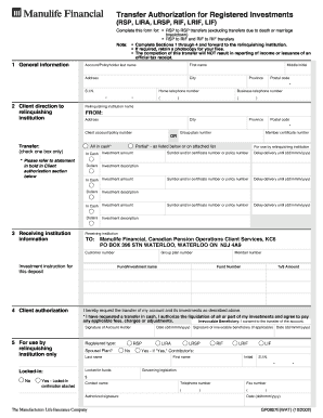 Transfer Authorization for Registered Investments