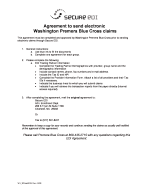 Washington Premera Blue Cross EDI Agreement