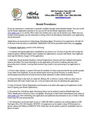 Hawaii Rental Application Form