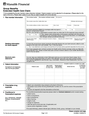 Manulife Extended Health Care Claim Form