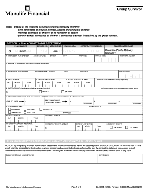 Group Survivor Insurance Claim Form