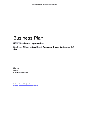NSW Business Talent Visa Business Plan