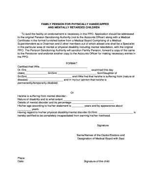 Family Pension Application for Disabled Children
