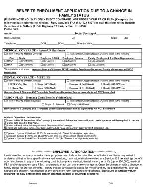 Benefits Enrollment Application Due to Change in Family Status