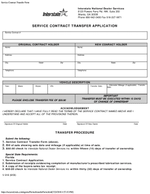 Service Contract Transfer Form