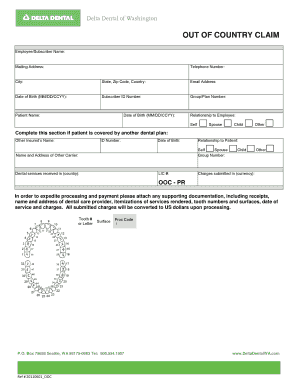Out of Country Dental Claim Form
