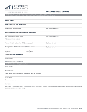 Resource Real Estate Diversified Income Fund Account Update Form