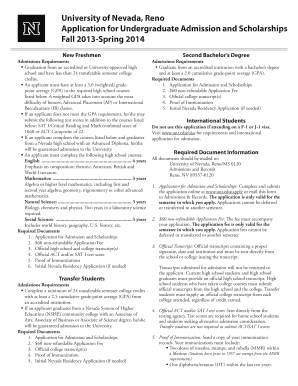 University of Nevada Reno Undergraduate Admission Application