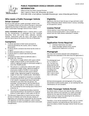 Public Passenger Vehicle Driver License Application