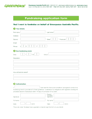Greenpeace Australia Fundraising Application Form