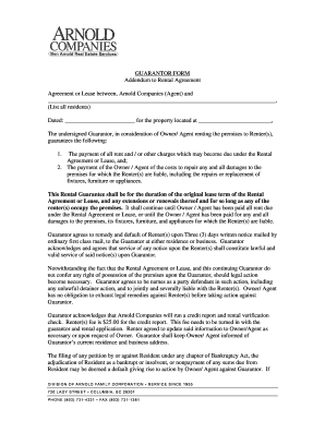Guarantor Form for Rental Agreement