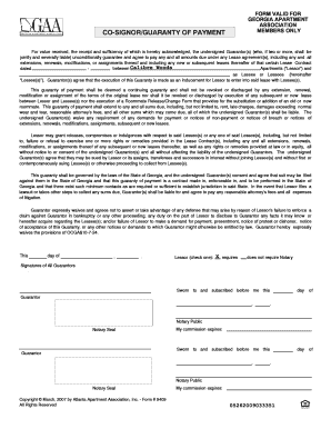Georgia Apartment Association Co-Signor Guaranty Form