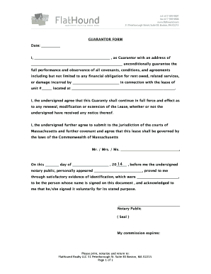 Guarantor Form for Lease Agreement