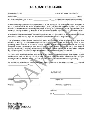 Residential Lease Guaranty Form