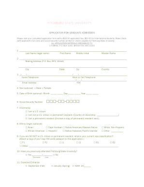 Graduate Admission Application Form