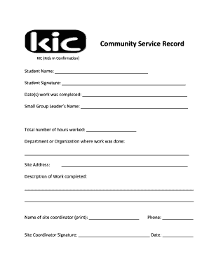 Community Service Record Form