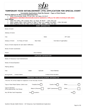 Temporary Food Establishment Application