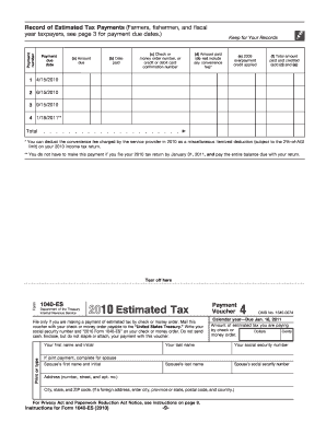 2010 Form 1040-ES Estimated Tax Voucher