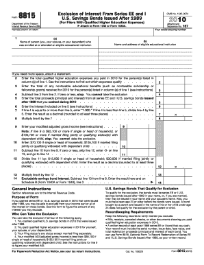 Form 8815 Exclusion of Interest From Series EE and I