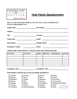 Host Family Questionnaire