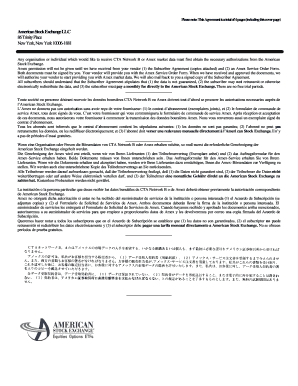 American Stock Exchange Market Data Services Agreement