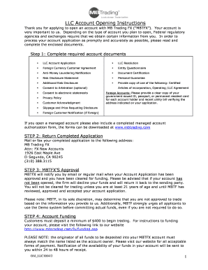 LLC Account Application Form