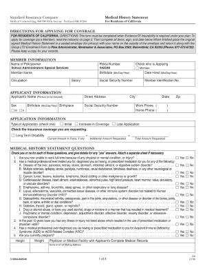 California Medical History Statement Form