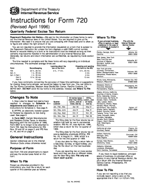 Form 720 Quarterly Federal Excise Tax Return