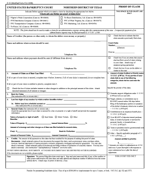 US Bankruptcy Proof of Claim Form