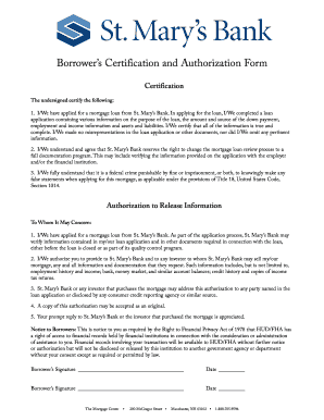 Borrower’s Certification and Authorization Form
