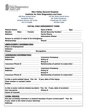 Initial Pain Assessment Form