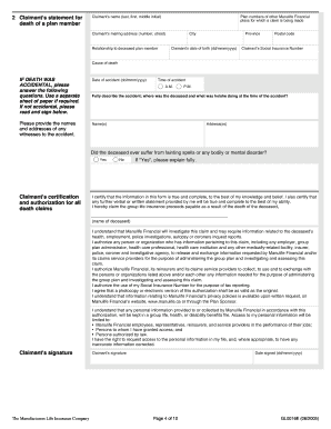 Manulife Death Claim Form