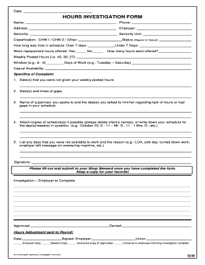 Hours Investigation Form