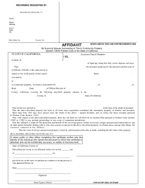 California Affidavit for Surviving Spouse