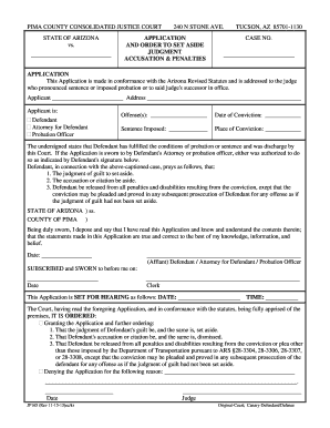 Arizona Set Aside Judgment Application