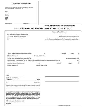 Declaration of Abandonment of Homestead