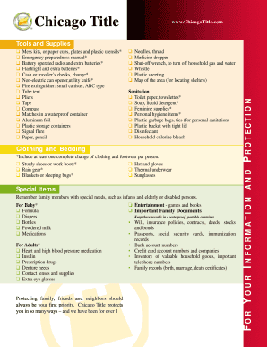 Disaster Supplies Kit Checklist