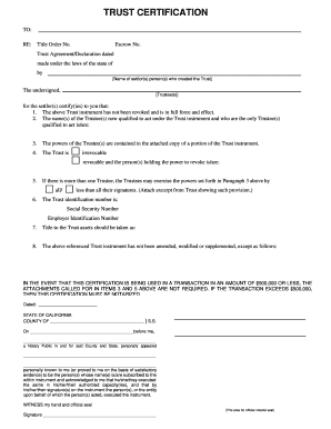 Trust Certification Form