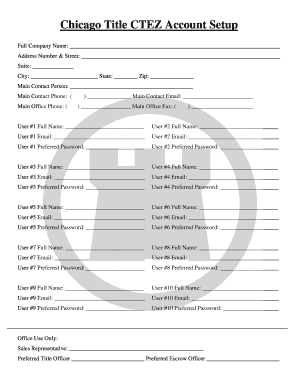 Chicago Title CTEZ Account Setup Form
