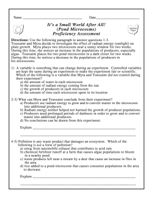 Science Proficiency Assessment