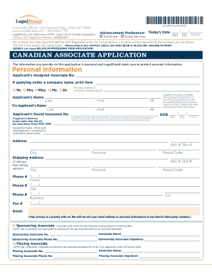Formulaire de demande d'association canadienne