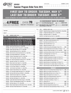 Arkansas Summer Program Order Form 2015