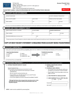 Sterling Trust Account Transfer Form