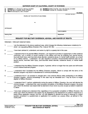 California Military Diversion Request Form