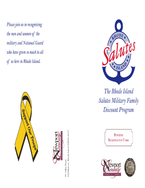 Rhode Island Salutes Military Family Discount Program Business Registration Form